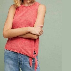 Anthropologie Maeve Woodsboro Coral Pink Tie Knot Tank Top